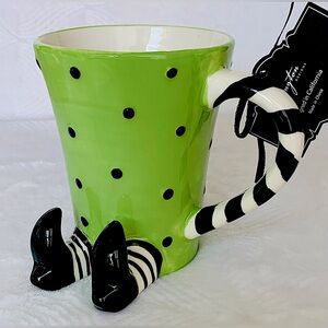 Arlington Design Wicked Witch Legs Halloween Mug - green/black